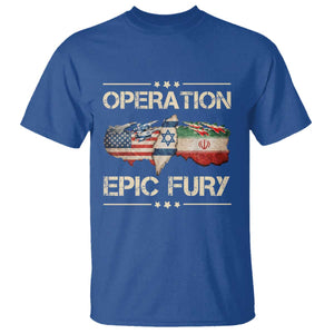 Operation Epic Fury USA Israel T Shirt Patriotic Military Peace Through Strength TS02 Royal Blue Print Your Wear