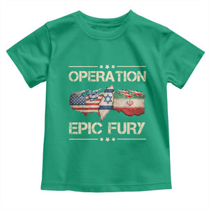 Operation Epic Fury USA Israel Toddler T Shirt Patriotic Military Peace Through Strength TS02 Irish Green Print Your Wear