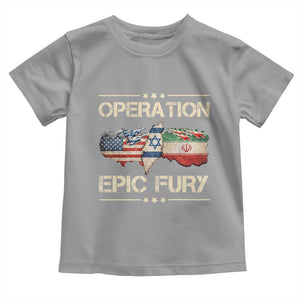 Operation Epic Fury USA Israel Toddler T Shirt Patriotic Military Peace Through Strength TS02 Sport Gray Print Your Wear