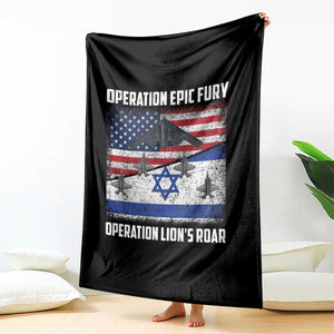 Operation Epic Fury Lions Roar Throw Blanket USA Israel Flag Freedom Defense TS02 Print Your Wear