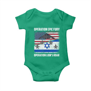 Operation Epic Fury Lions Roar Baby Onesie USA Israel Flag Freedom Defense TS02 Irish Green Print Your Wear