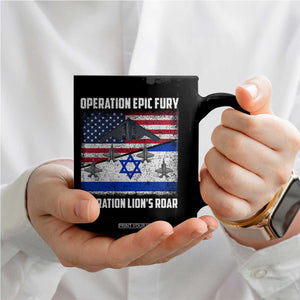 Operation Epic Fury Lions Roar Coffee Mug USA Israel Flag Freedom Defense TS02 Print Your Wear