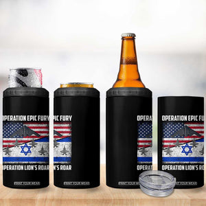 Operation Epic Fury Lions Roar 4 in 1 Can Cooler Tumbler USA Israel Flag Freedom Defense TS02 Print Your Wear