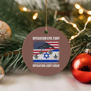 Operation Epic Fury Lions Roar Ceramic Ornament USA Israel Flag Freedom Defense TS02 1pc Mocha Print Your Wear