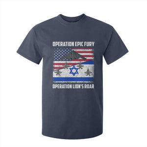 Operation Epic Fury Lions Roar T Shirt For Kid USA Israel Flag Freedom Defense TS02 Navy Print Your Wear