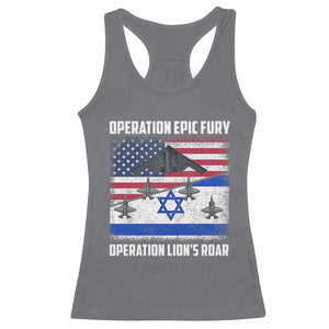 Operation Epic Fury Lions Roar Racerback Tank Top USA Israel Flag Freedom Defense TS02 Charcoal Print Your Wear