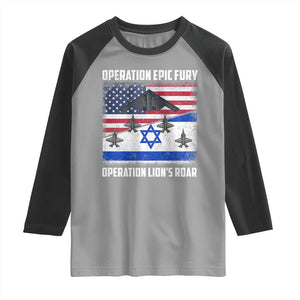 Operation Epic Fury Lions Roar Raglan Shirt USA Israel Flag Freedom Defense TS02 Sport Gray Black Print Your Wear