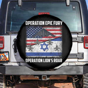 Operation Epic Fury Lions Roar Spare Tire Cover USA Israel Flag Freedom Defense TS02 No hole Black Print Your Wear