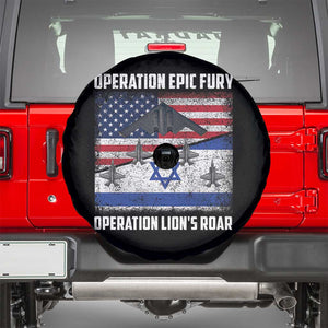 Operation Epic Fury Lions Roar Spare Tire Cover USA Israel Flag Freedom Defense TS02 Black Print Your Wear