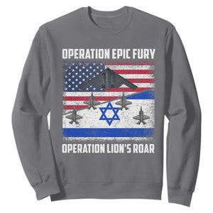 Operation Epic Fury Lions Roar Sweatshirt USA Israel Flag Freedom Defense TS02 Charcoal Print Your Wear
