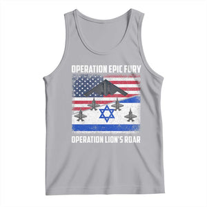 Operation Epic Fury Lions Roar Tank Top USA Israel Flag Freedom Defense TS02 Athletic Heather Print Your Wear