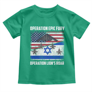 Operation Epic Fury Lions Roar Toddler T Shirt USA Israel Flag Freedom Defense TS02 Irish Green Print Your Wear