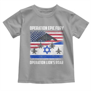 Operation Epic Fury Lions Roar Toddler T Shirt USA Israel Flag Freedom Defense TS02 Sport Gray Print Your Wear