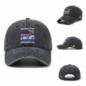 Operation Epic Fury Lions Roar Washed Cotton Baseball Cap USA Israel Flag Freedom Defense TS02 Washed Cap Universal Fit Dark Gray Print Your Wear