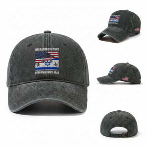 Operation Epic Fury Lions Roar Washed Cotton Baseball Cap USA Israel Flag Freedom Defense TS02 Washed Cap Universal Fit Dark Green Print Your Wear