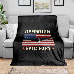 Operation Epic Fury Stealth Bomber American Flag Throw Blanket Powerful B2 Spirit USA Military Pride TS02 Print Your Wear