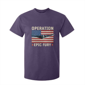 Operation Epic Fury Stealth Bomber American Flag T Shirt For Kid Powerful B2 Spirit USA Military Pride TS02 Purple Print Your Wear