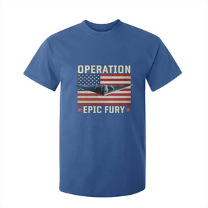 Operation Epic Fury Stealth Bomber American Flag T Shirt For Kid Powerful B2 Spirit USA Military Pride TS02 Royal Blue Print Your Wear
