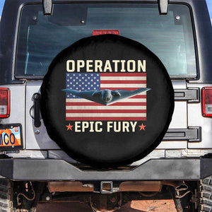 Operation Epic Fury Stealth Bomber American Flag Spare Tire Cover Powerful B2 Spirit USA Military Pride TS02 No hole Black Print Your Wear