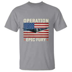 Operation Epic Fury Stealth Bomber American Flag T Shirt Powerful B2 Spirit USA Military Pride TS02 Sport Gray Print Your Wear