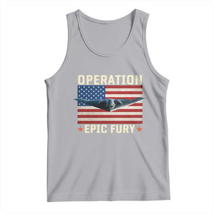 Operation Epic Fury Stealth Bomber American Flag Tank Top Powerful B2 Spirit USA Military Pride TS02 Athletic Heather Print Your Wear