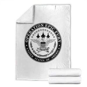 Operation Epic Fury USA Military Seal Throw Blanket Patriotic Air Power Aviation Tribute TS02 White Print Your Wear