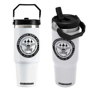 Operation Epic Fury USA Military Seal Flip Straw Tumbler Patriotic Air Power Aviation Tribute TS02 One Size: 30 oz White Print Your Wear