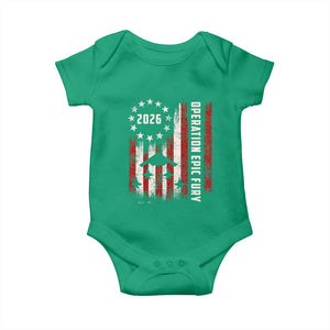 Operation Epic Fury 2026 American Flag Bomber Baby Onesie B2 Spirit Patriotic Air Dominance TS02 Irish Green Print Your Wear