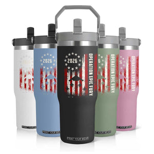 Operation Epic Fury 2026 American Flag Bomber Flip Straw Tumbler B2 Spirit Patriotic Air Dominance TS02 Print Your Wear