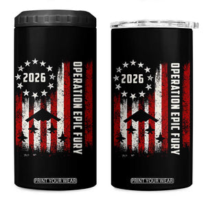 Operation Epic Fury 2026 American Flag Bomber 4 in 1 Can Cooler Tumbler B2 Spirit Patriotic Air Dominance TS02 One Size: 16 oz Black Print Your Wear