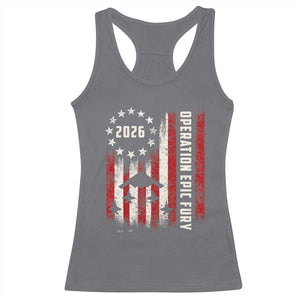 Operation Epic Fury 2026 American Flag Bomber Racerback Tank Top B2 Spirit Patriotic Air Dominance TS02 Charcoal Print Your Wear