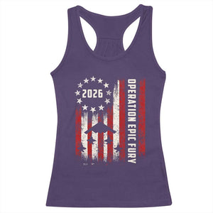 Operation Epic Fury 2026 American Flag Bomber Racerback Tank Top B2 Spirit Patriotic Air Dominance TS02 Purple Print Your Wear