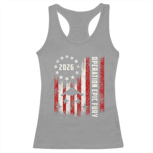 Operation Epic Fury 2026 American Flag Bomber Racerback Tank Top B2 Spirit Patriotic Air Dominance TS02 Sport Gray Print Your Wear