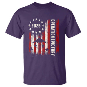 Operation Epic Fury 2026 American Flag Bomber T Shirt B2 Spirit Patriotic Air Dominance TS02 Purple Print Your Wear