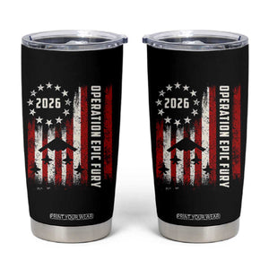 Operation Epic Fury 2026 American Flag Bomber Tumbler Cup B2 Spirit Patriotic Air Dominance TS02 Black Print Your Wear