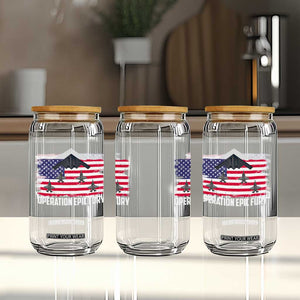 Operation Epic Fury Fighter Jet Formation American Flag Glass Can B12 Spirit USA Strength and Freedom TS02 Print Your Wear