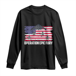 Operation Epic Fury Fighter Jet Formation American Flag Long Sleeve Shirt B12 Spirit USA Strength and Freedom TS02 Black Print Your Wear