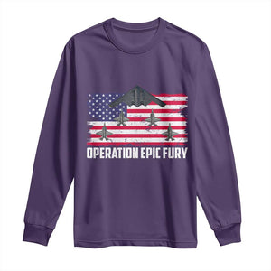 Operation Epic Fury Fighter Jet Formation American Flag Long Sleeve Shirt B12 Spirit USA Strength and Freedom TS02 Purple Print Your Wear