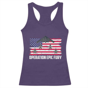 Operation Epic Fury Fighter Jet Formation American Flag Racerback Tank Top B12 Spirit USA Strength and Freedom TS02 Purple Print Your Wear
