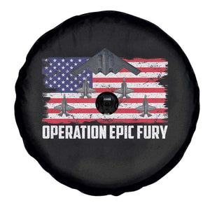 Operation Epic Fury Fighter Jet Formation American Flag Spare Tire Cover B12 Spirit USA Strength and Freedom TS02 Print Your Wear