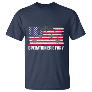 Operation Epic Fury Fighter Jet Formation American Flag T Shirt B12 Spirit USA Strength and Freedom TS02 Navy Print Your Wear