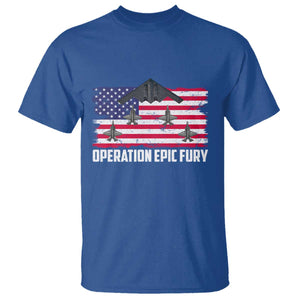 Operation Epic Fury Fighter Jet Formation American Flag T Shirt B12 Spirit USA Strength and Freedom TS02 Royal Blue Print Your Wear