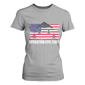 Operation Epic Fury Fighter Jet Formation American Flag T Shirt For Women B12 Spirit USA Strength and Freedom TS02 Sport Gray Print Your Wear