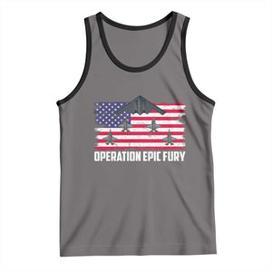 Operation Epic Fury Fighter Jet Formation American Flag Tank Top B12 Spirit USA Strength and Freedom TS02 Deep Heather Black Print Your Wear