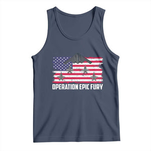 Operation Epic Fury Fighter Jet Formation American Flag Tank Top B12 Spirit USA Strength and Freedom TS02 Navy Print Your Wear