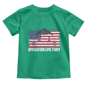 Operation Epic Fury Fighter Jet Formation American Flag Toddler T Shirt B12 Spirit USA Strength and Freedom TS02 Irish Green Print Your Wear