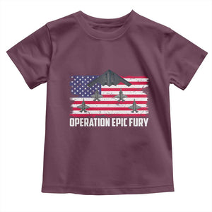 Operation Epic Fury Fighter Jet Formation American Flag Toddler T Shirt B12 Spirit USA Strength and Freedom TS02 Maroon Print Your Wear