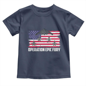 Operation Epic Fury Fighter Jet Formation American Flag Toddler T Shirt B12 Spirit USA Strength and Freedom TS02 Navy Print Your Wear