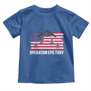 Operation Epic Fury Fighter Jet Formation American Flag Toddler T Shirt B12 Spirit USA Strength and Freedom TS02 Royal Blue Print Your Wear