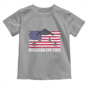 Operation Epic Fury Fighter Jet Formation American Flag Toddler T Shirt B12 Spirit USA Strength and Freedom TS02 Sport Gray Print Your Wear